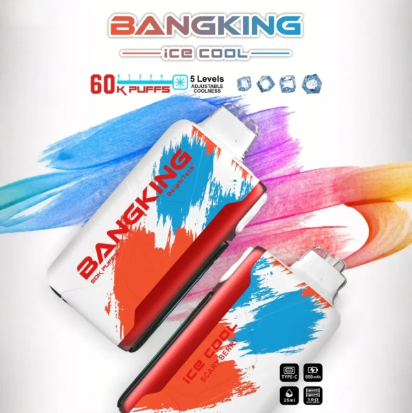 Bang King 60000 拋棄式電子煙｜LED 螢幕顯示 × 五檔冰度調節｜超長續航大容量・多款口味